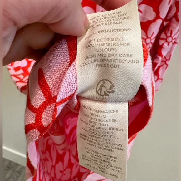 BODEN women’s casual linen red floral empire dress US size 14R 100% linen - Picture 6 of 7